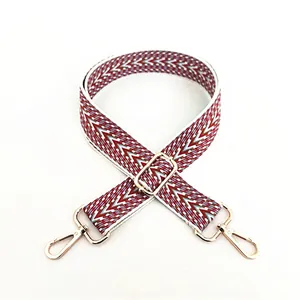 Ethnic style colorful thickened cotton replacement shoulder strap with gold metal buckles