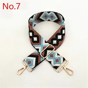 Detail of Style 7 wide ethnic geometric strap with golden metal lobster clasps