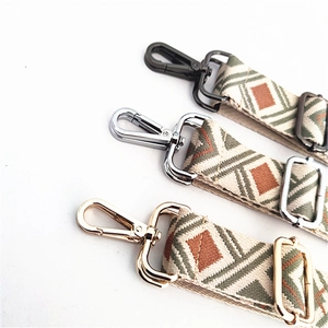 Ethnic style colorful bag straps with geometric patterns and adjustable metal buckles