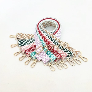 Tracolle di ricambio in tessuto stile etnico con ganci in metallo dorato per borse da donna