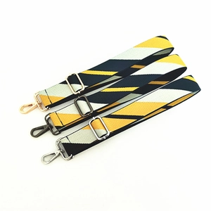 Adjustable woven colorful crossbody bag straps with golden, silver and gunmetal hooks