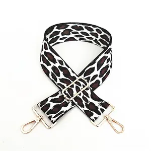 Adjustable leopard print replacement wide strap with gold hardware for crossbody bags