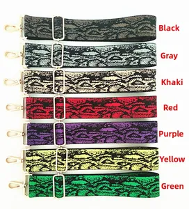 Bandoulières larges réglables à motif serpent en sept couleurs avec boucles dorées