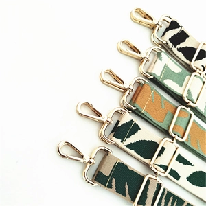 Adjustable woven replacement shoulder straps with leopard and camo patterns for handbags
