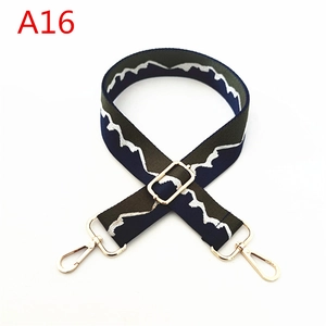 Detail showing wave pattern strap with high-density fabric and gold-tone metal hooks