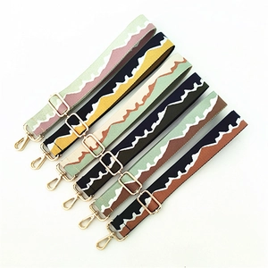 Adjustable Polyester Bag Strap For Women Jacquard Wave Pattern Woven Shoulder Strap Replacement For Crossbody Bags High Quality