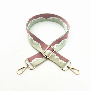 Adjustable woven shoulder strap with wave pattern and gold metal buckles for bags