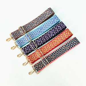 Widened Thickened Colorful Jacquard Bag Strap Adjustable Ethnic Style Crossbody Shoulder Strap Metal Lobster Clasp