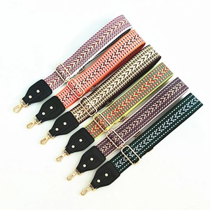 Bohemian Ethnic Geometric Wide Shoulder Strap For Women Adjustable Polyester Replacement Bag Belt With Metal Buckles