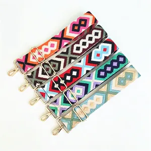 Ethnic Geometric Wide Bag Strap Adjustable Polyester Replacement Shoulder Belt Bohemian Style Crossbody Handbag Strap For Women