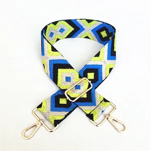 Detail of bohemian geometric woven replacement strap with gold metal lobster clasps
