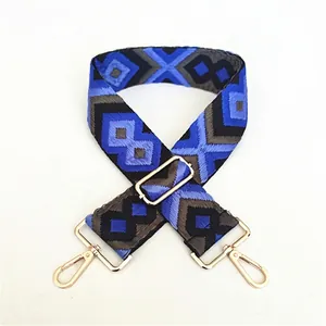 Close-up of adjustable woven shoulder strap No. 26 with geometric diamond patterns