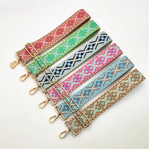 Ethnic bohemian style adjustable guitar straps for handbags in six assorted color patterns