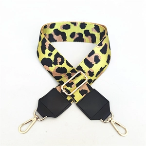 Adjustable leopard print PU leather shoulder strap with gold metal buckles for handbags