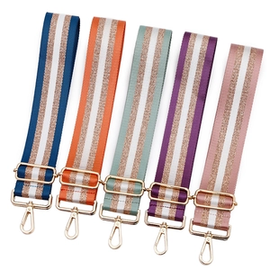 Adjustable colorful wide shoulder strap with gold metallic glitter for fashion bags