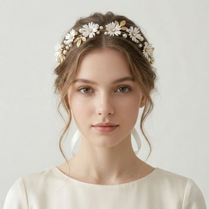 Bridal Headband Fabric Artificial Flower Artificial Pearl Rhinestone Handmade Wedding Hair Accessory Vintage Forest Style For Women