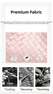 Close-up of pink woven leather texture featuring handmade Intrecciato craftsmanship detail