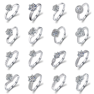 Collection of 16 styles of 925 sterling silver rings with various cubic zirconia cuts