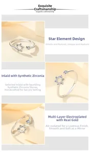 Detailed view of S925 silver hexagram open ring featuring a sparkling cubic zirconia stone