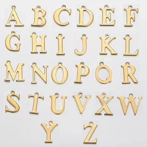 Stainless Steel A-Z English Letter Alphabet Pendant For DIY Jewelry Making Accessories 18K Gold Plated Metal Charm For Necklaces Bracelets