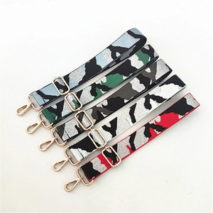 Adjustable leopard pattern wide woven shoulder straps with gold metal hardware in five colors