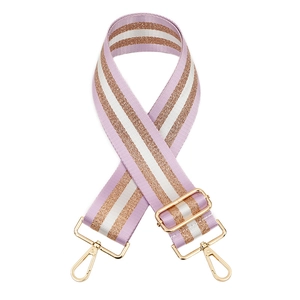 Adjustable wide replacement strap with gold thread woven stripes and gold hooks