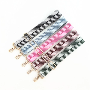 Adjustable thickened chevron weave shoulder straps for handbags with gold metal buckles