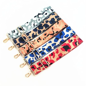 Adjustable leopard print wide shoulder straps for bags in 5 colors with gold hardware