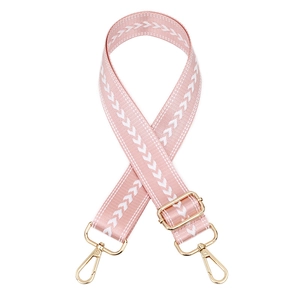 Adjustable pink and white woven replacement shoulder strap with gold lobster clasps