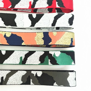 Detail showing various camouflage glitter shoulder straps with metallic texture