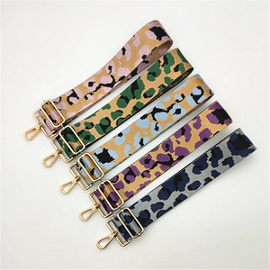 Adjustable leopard print wide shoulder straps with gold metal hooks in five colors
