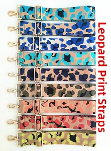 Adjustable leopard jacquard wide shoulder straps with gold hardware in nine color options