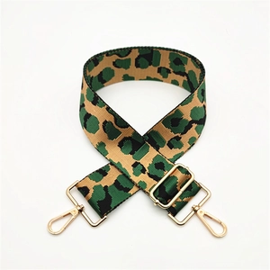 Adjustable leopard print wide strap for shoulder bags with gold metal buckles