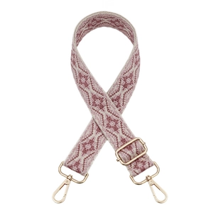 Pink geometric pattern replacement shoulder strap for bags with golden swivel hooks