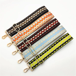Women Fashion Wide Woven Bag Strap Polyester Geometric Jacquard Replacement Shoulder Strap Adjustable Crossbody Belt Accessory