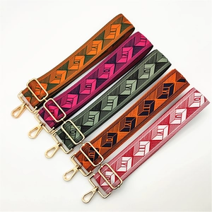 Adjustable Wide Bag Strap Geometric Jacquard Replacement Shoulder Crossbody Strap With Metal Buckles For Women Bags