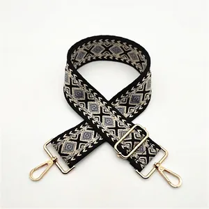 Close-up of adjustable geometric diamond pattern strap with golden metal lobster clasps
