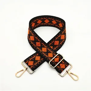 Detail view of Style 11 geometric rhombus pattern replacement strap with gold hardware hooks