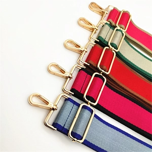 Adjustable canvas shoulder straps for bags with gold metal hooks in various patterns