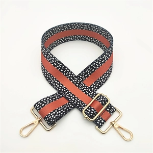 Adjustable woven replacement strap with orange stripe and gold metal lobster clasps
