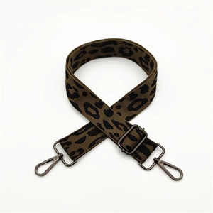 Thick leopard print crossbody strap with adjustable gunmetal buckle for handbags