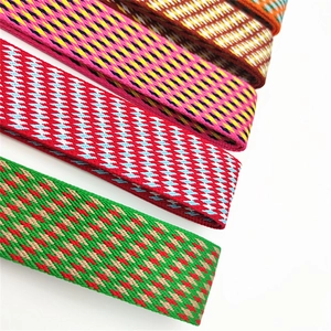 Close-up of high-density colorful geometric woven shoulder straps for women bags