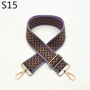 Adjustable purple chevron woven bag strap with golden metal hooks for handbags
