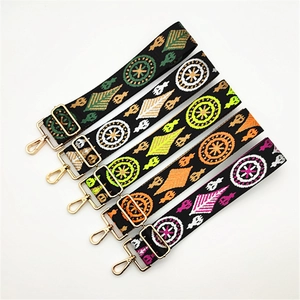 Five bohemian style embroidered replacement shoulder straps with gold metal hardware