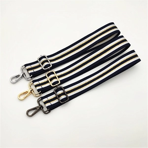Adjustable Striped Bag Strap Replacement Wide Shoulder Crossbody Strap For Handbags Women Polyester Weaving Belt With Buckle