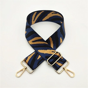 Bandoulière large réglable à motif léopard bleu avec boucles en métal doré chic