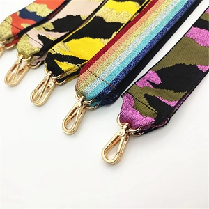 Verstellbare bunte Jacquard-Schultergurte mit goldenen Metallhaken für Damentaschen
