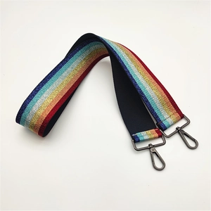 Adjustable colorful glitter rainbow shoulder strap for crossbody handbags with metal clasps