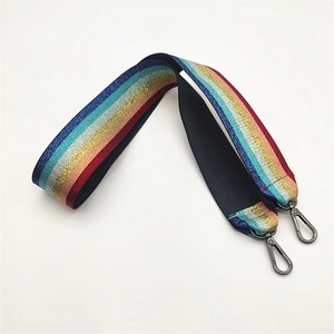 Verstellbarer bunter Regenbogen-Taschenriemen mit Metallhaken und Glitzereffekt
