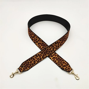 Leopard print PU shoulder strap with gold metal hooks for stylish handbag replacement